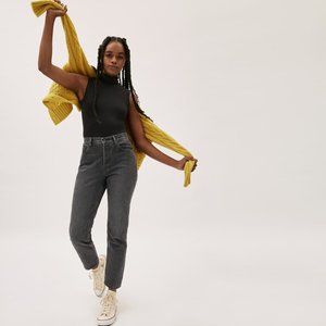 High-Waisted Cheeky Straight Ankle Jeans